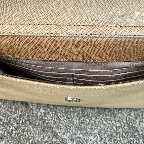 Michael Kors Tote Bag Tan/Camel Silver Accents Handled Bag Front Card Organizer - Picture 4 of 12